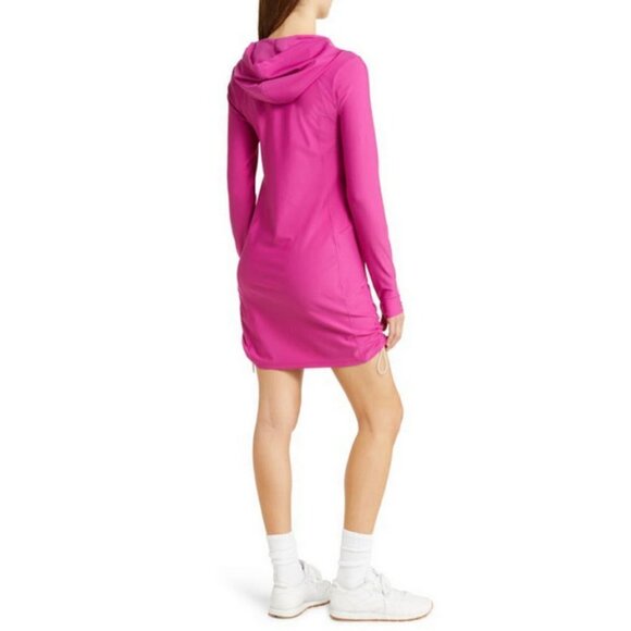 💕ZELLA💕 Excursion Hooded Long Sleeve Dress ~ Pink Wild Aster Medium M NWT - Picture 5 of 16